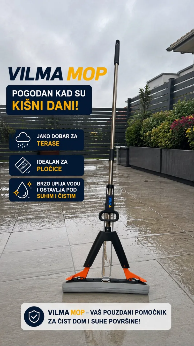Vilma mop na mokroj terasi poslije kiše